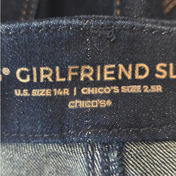Chico's So Slimming Girlfriend Dark Wash Slim Leg Ankle Women's Jeans 14R -2.5 - Picture 4 of 5